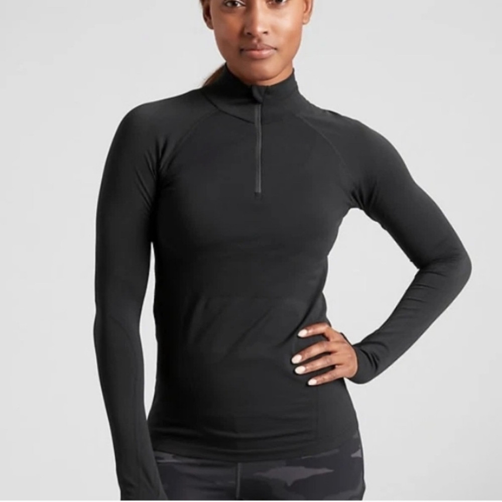 Athleta Momentum Seamless Half Zip Pullover Black Size XL NWT